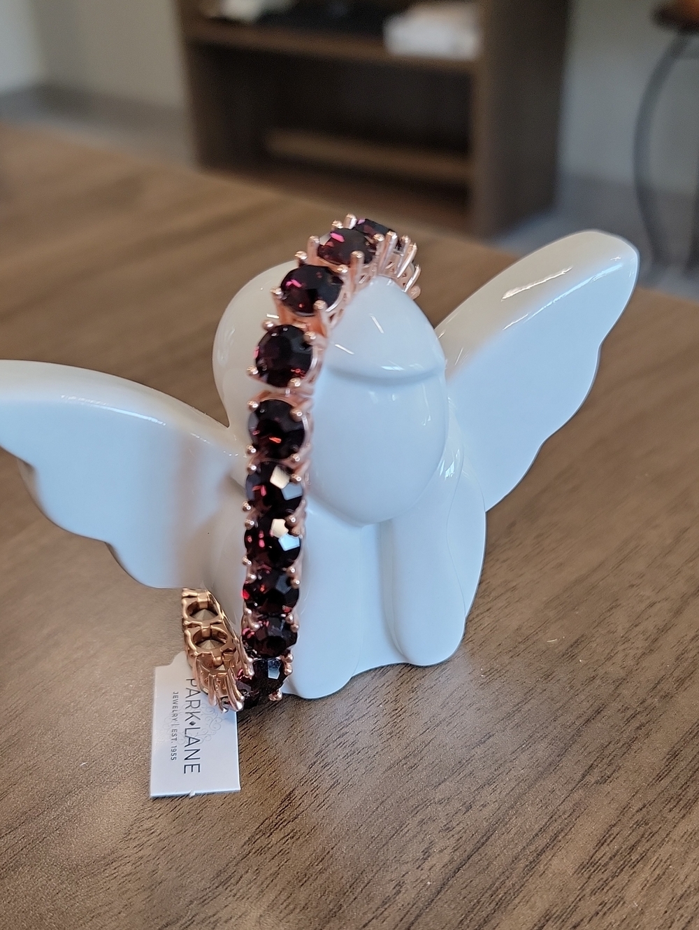 Park Lane Impression Rose Gold Bracelet with Deep Garnet Stones